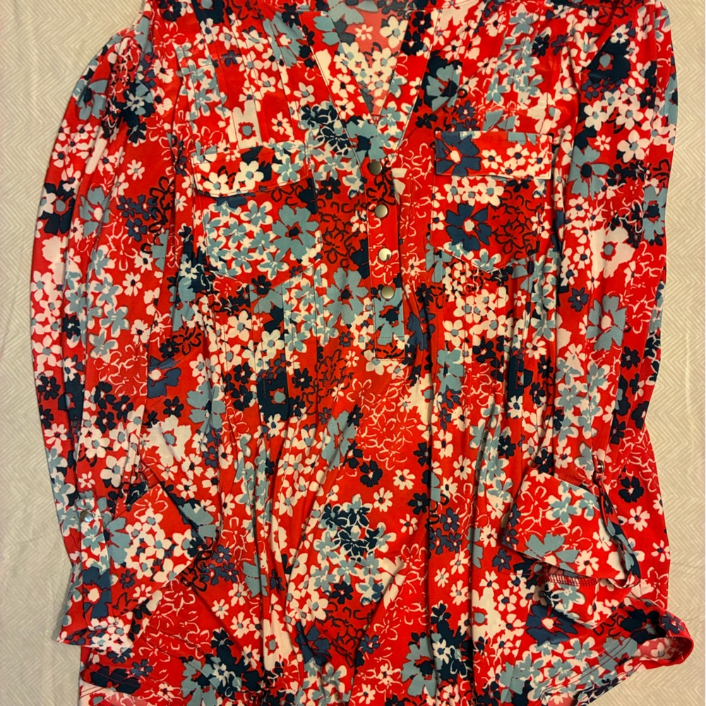 Floral Red Blouse